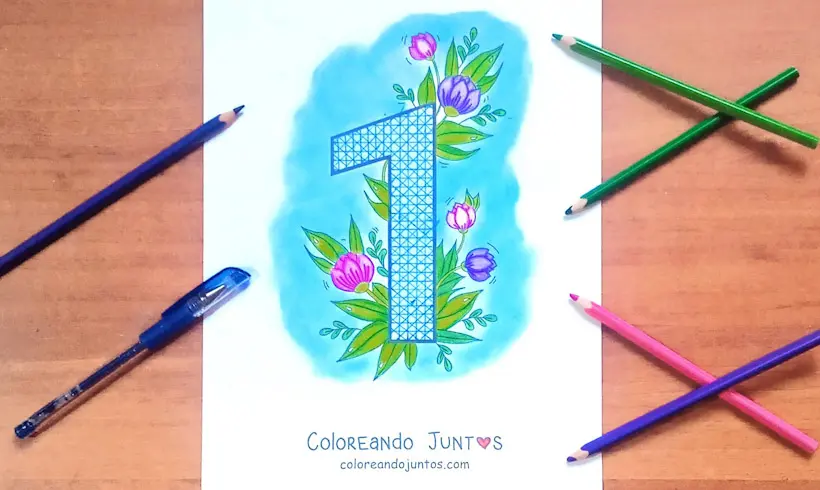 Number 1 drawing colored by Coloring Together