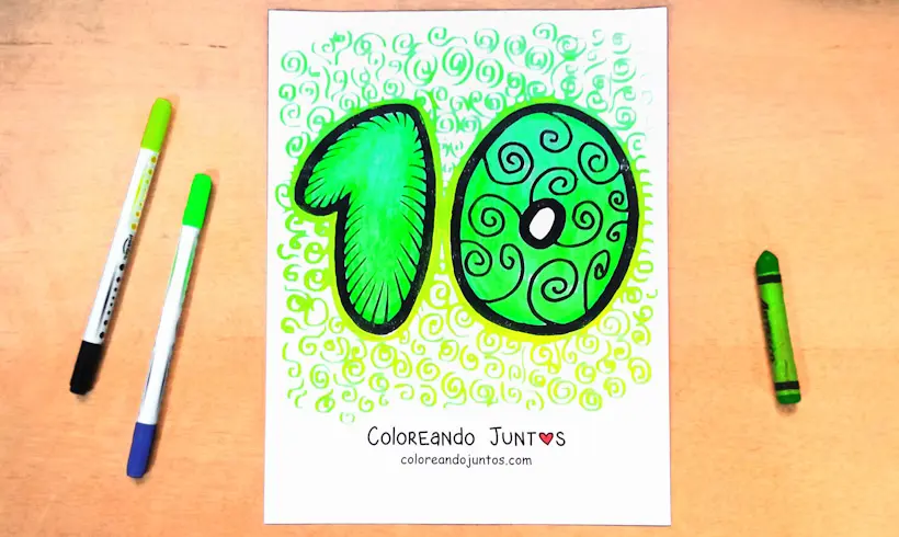 Number 10 drawing colored by Coloring Together