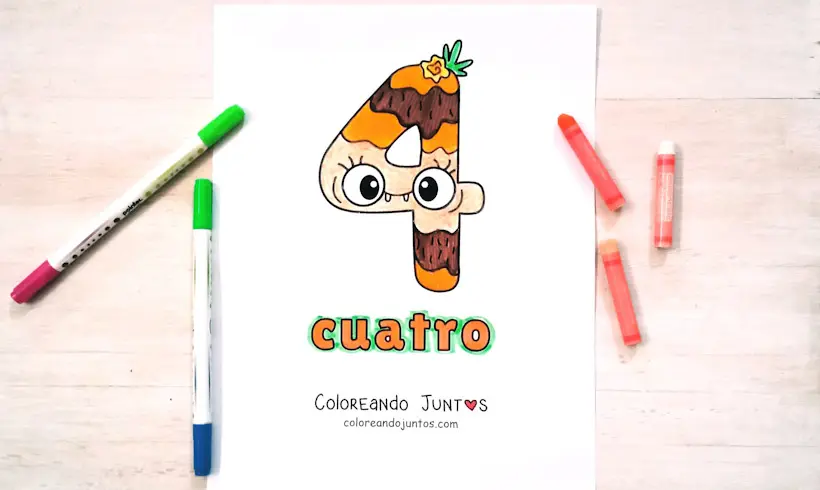 Number 4 drawing colored by Coloring Together