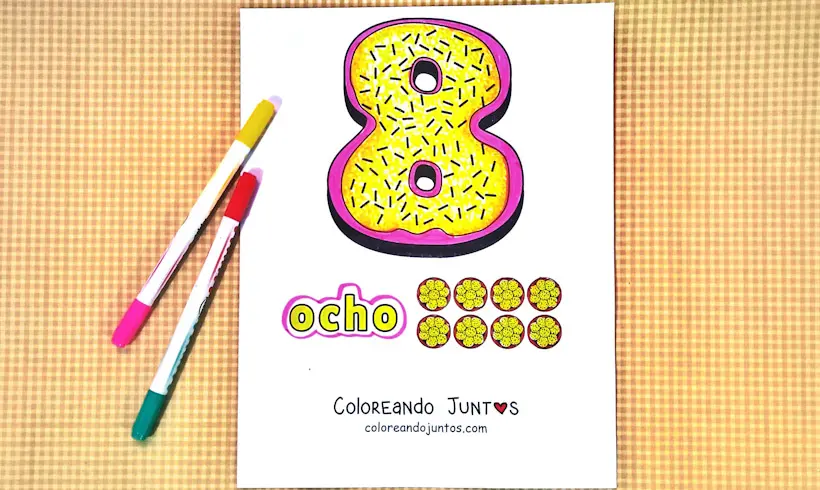 Number 8 drawing colored by Coloring Together