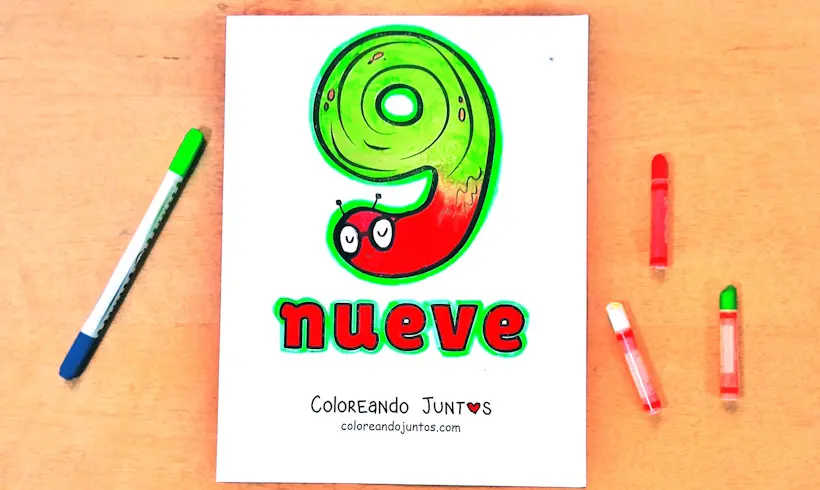 Number 9 drawing colored by Coloring Together