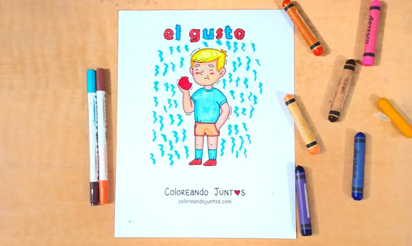 Drawing of the sense of taste colored by Coloring Together