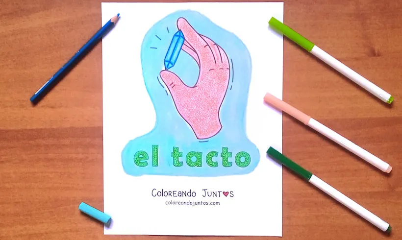 Drawing of the sense of touch colored by Coloring Together