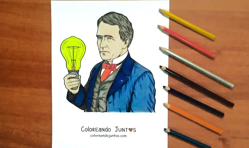 Drawing of Thomas Edison colored by Coloring Together