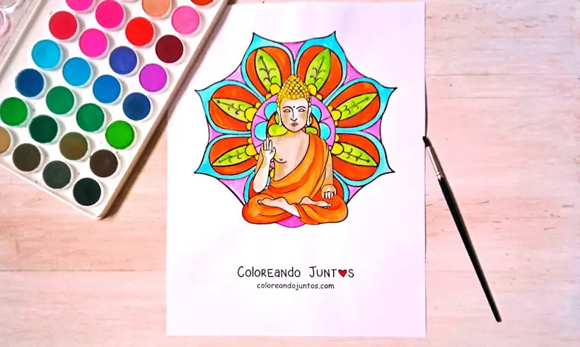 Tibetan mandala picture colored by Coloring Together
