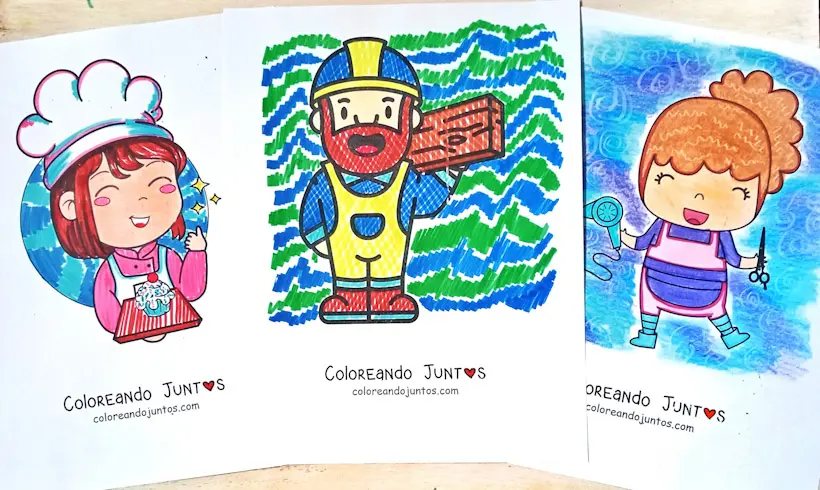 Jobs and trades drawings colored by Coloring Together