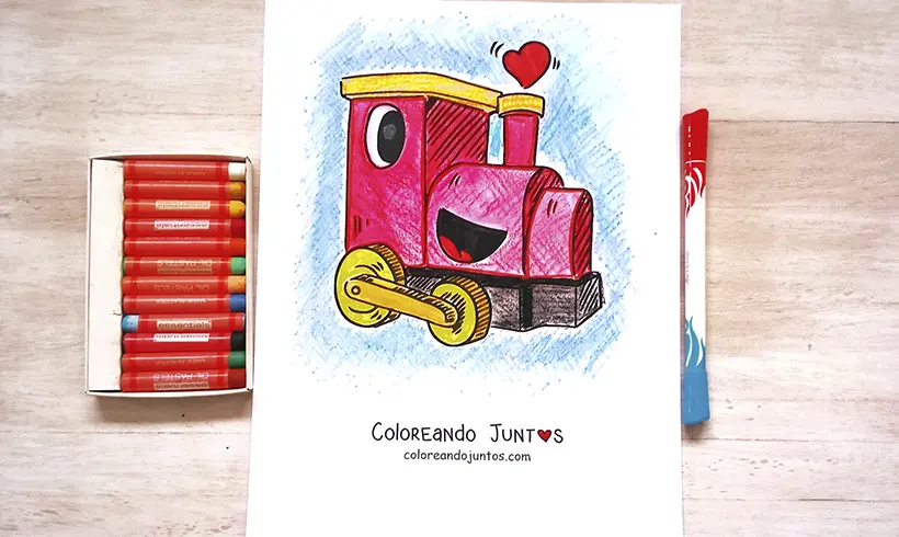 Train drawing colored by Coloring Together