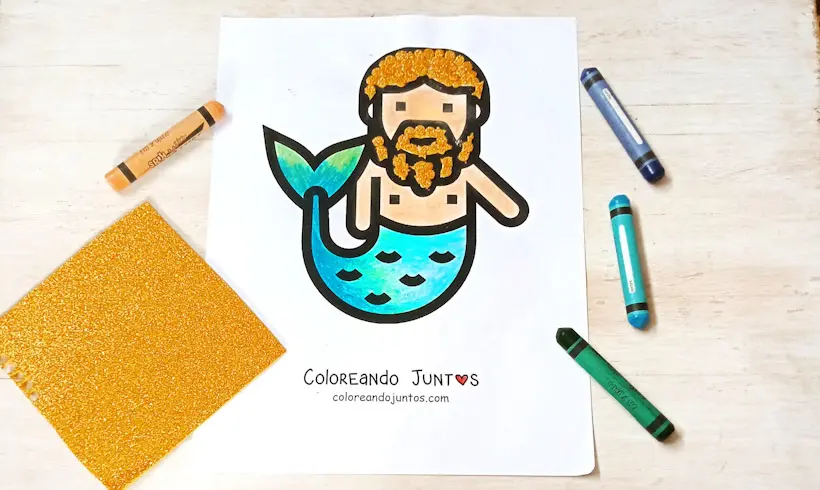 Drawing of a Triton colored by Coloring Together