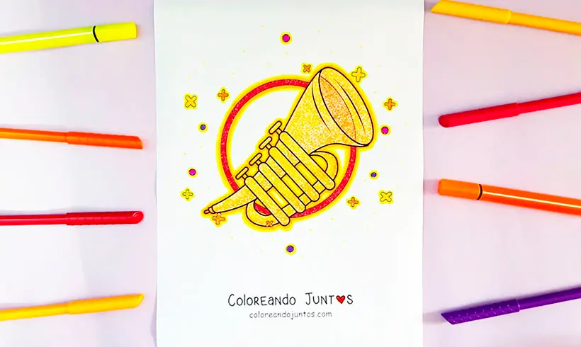 Trumpet drawing colored by Coloring Together