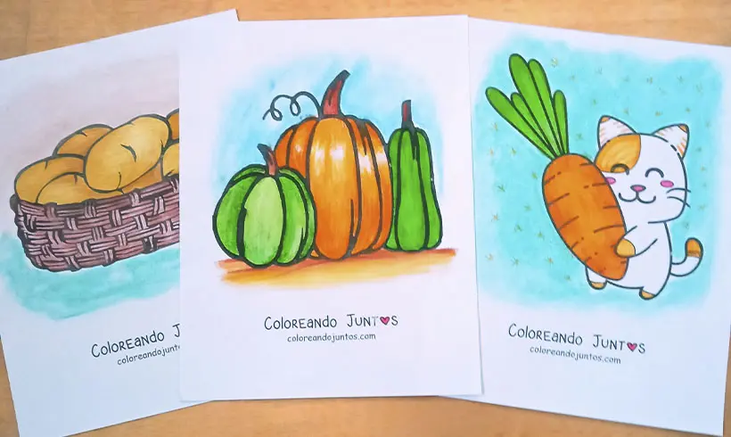 Drawing of vegetables colored by Coloring Together
