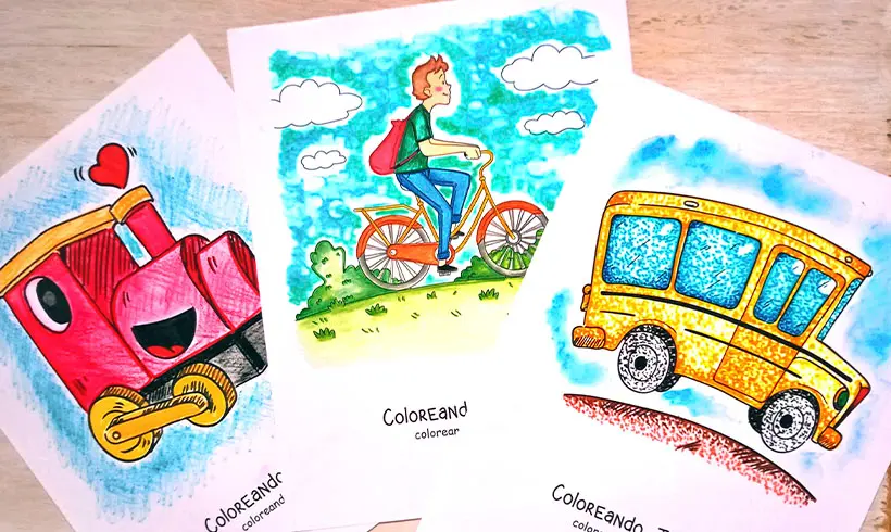 Vehicle drawings colored by Coloring Together