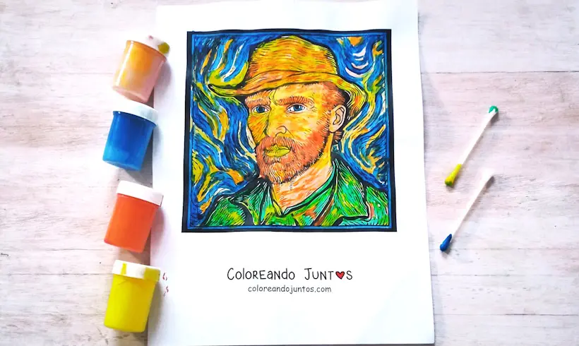 Drawing of Vincent van Gogh colored by Coloring Together