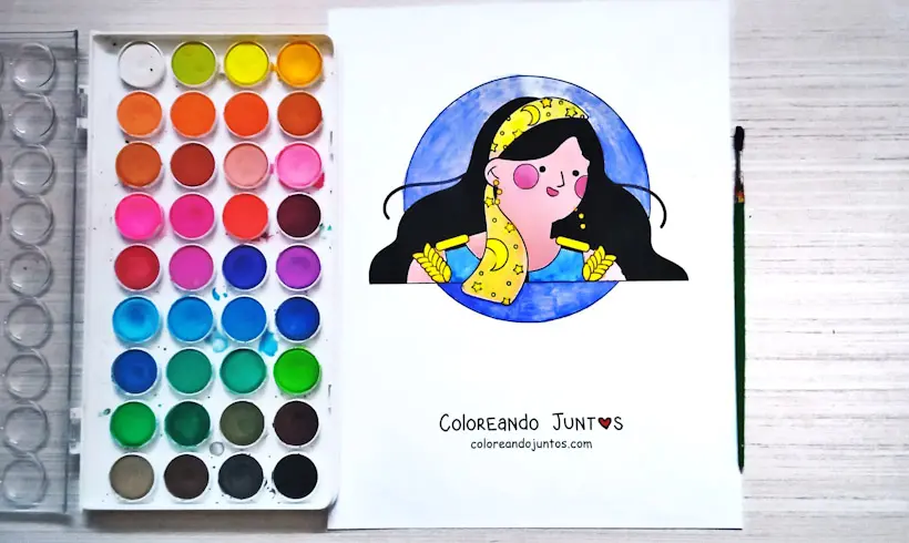 Drawing of the sign Virgo colored by Coloring Together