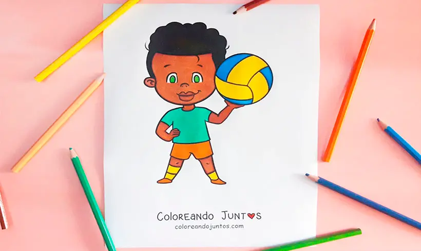 Volleyball drawing colored by Coloring Together