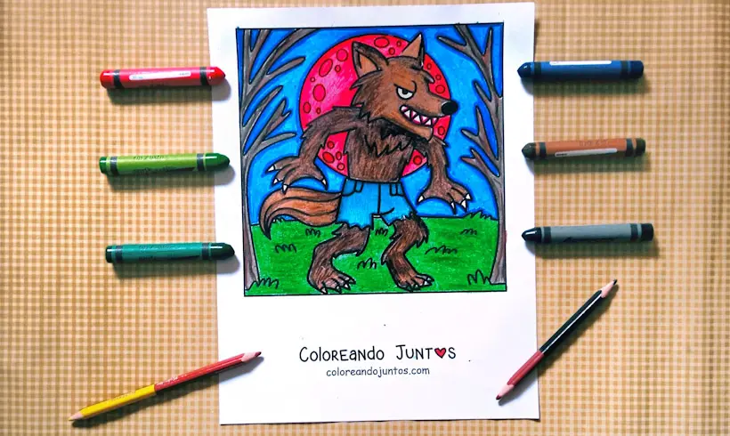 Werewolf drawing colored by Coloring Together