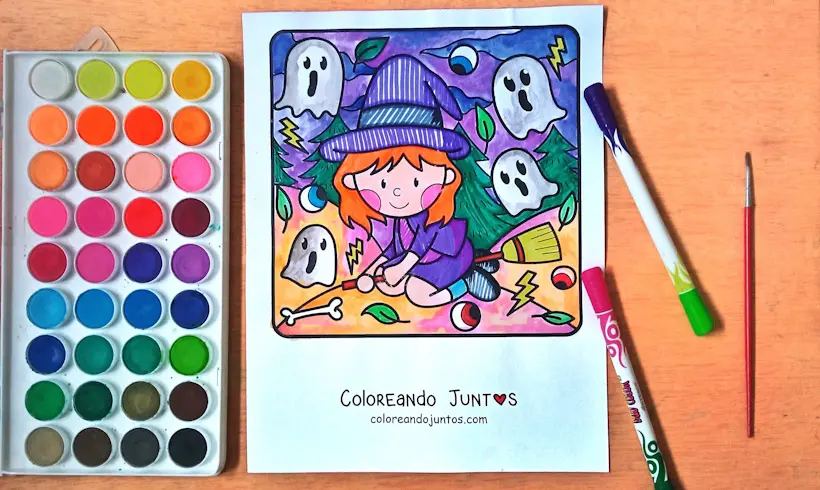 Witch drawing colored by Coloring Together