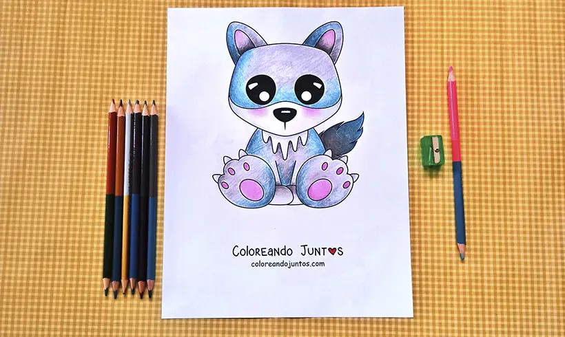 Wolf drawing colored by Coloring Together