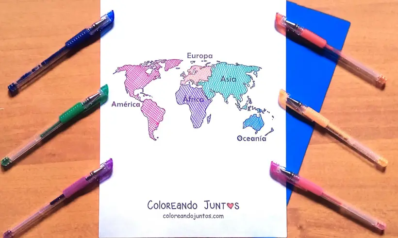 World map drawing colored by Coloring Together