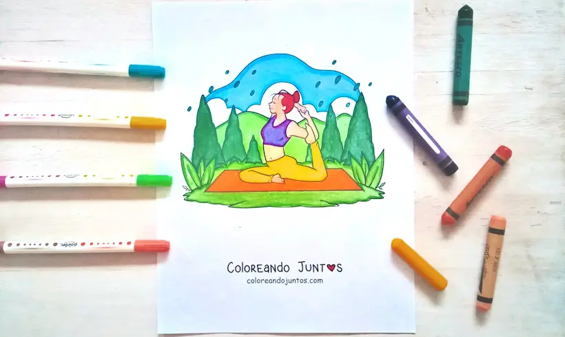 Drawing of yoga colored by Coloring Together