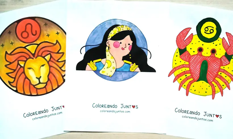 Zodiac sign coloring pages colored by Coloring Together