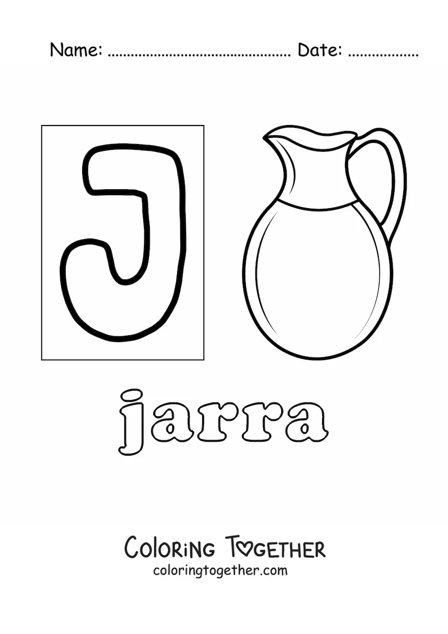 Coloring page of j is for jar