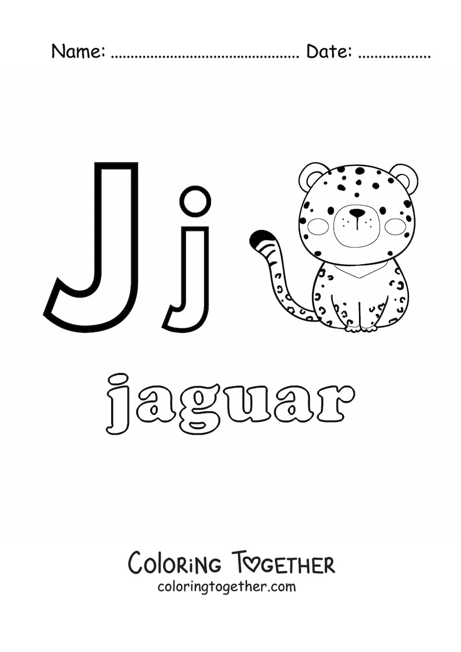 Coloring page of j is for jaguar