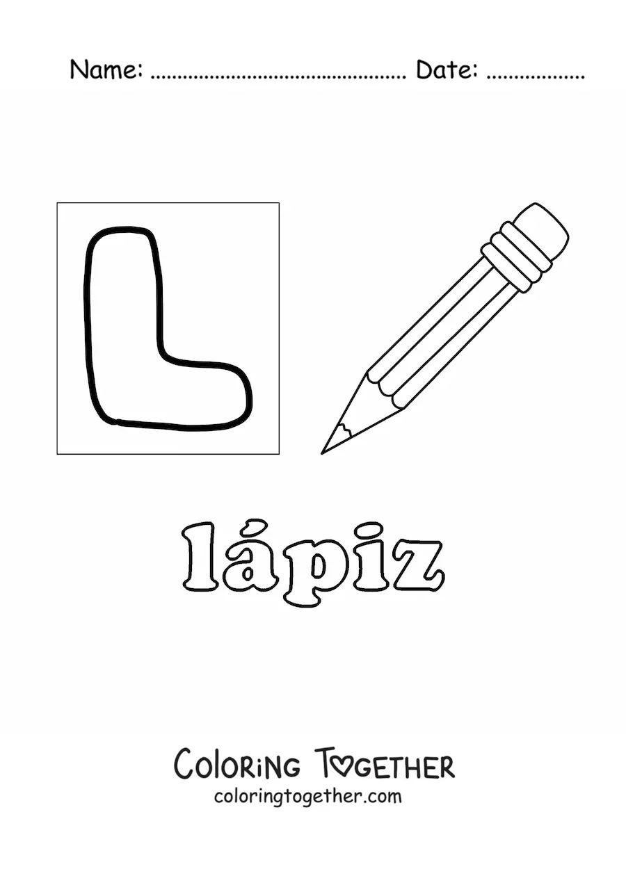 Coloring page of l is for pencil