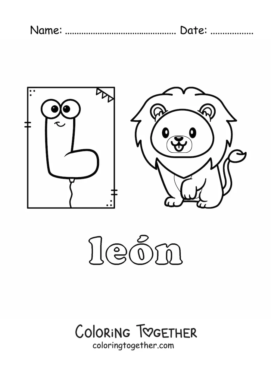 Coloring page of l is for lion