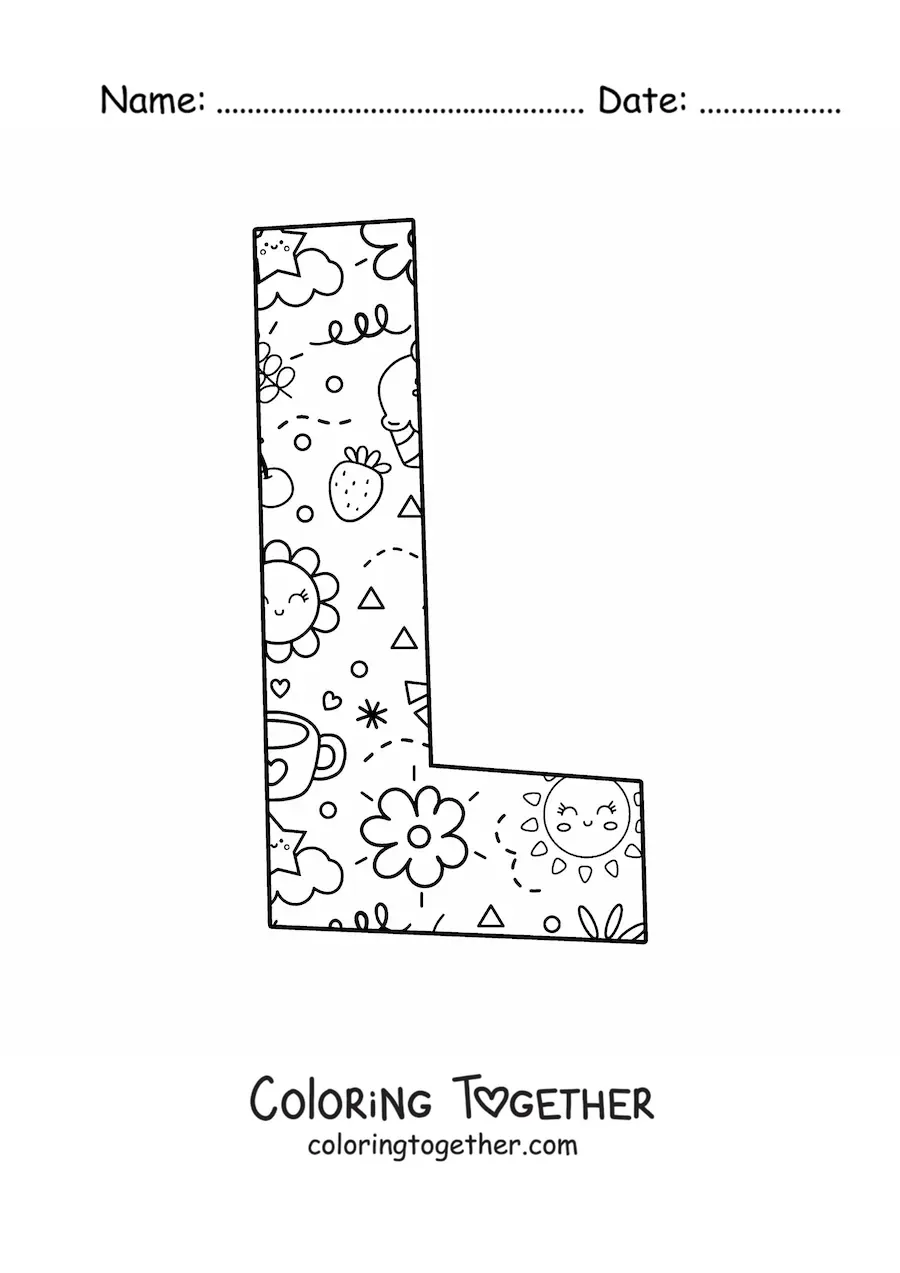 Coloring page of the cartoon letter L