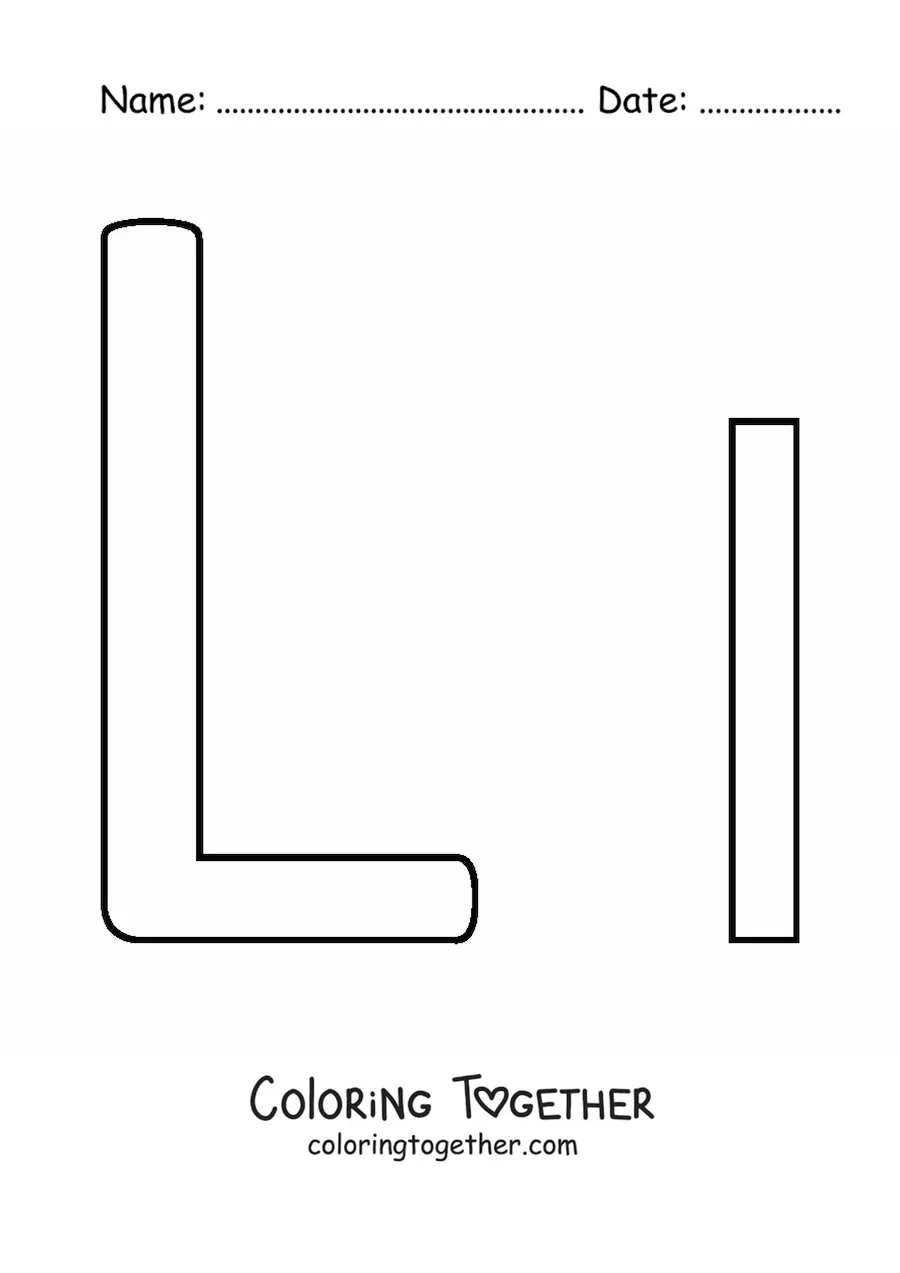 Coloring page of an easy uppercase and lowercase letter L