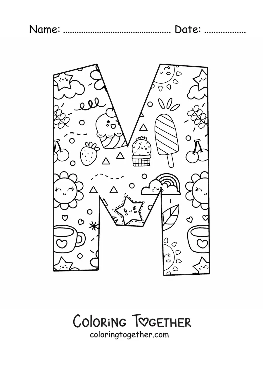 Coloring page of the cartoon letter M