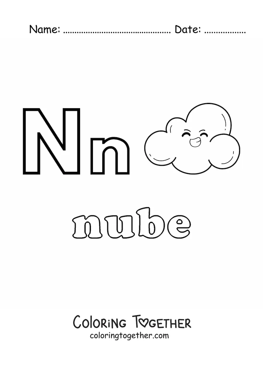 Coloring page of N is for cloud