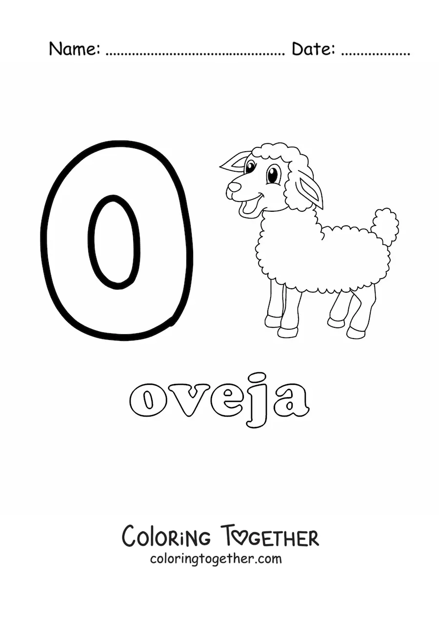 Coloring page of O is for sheep