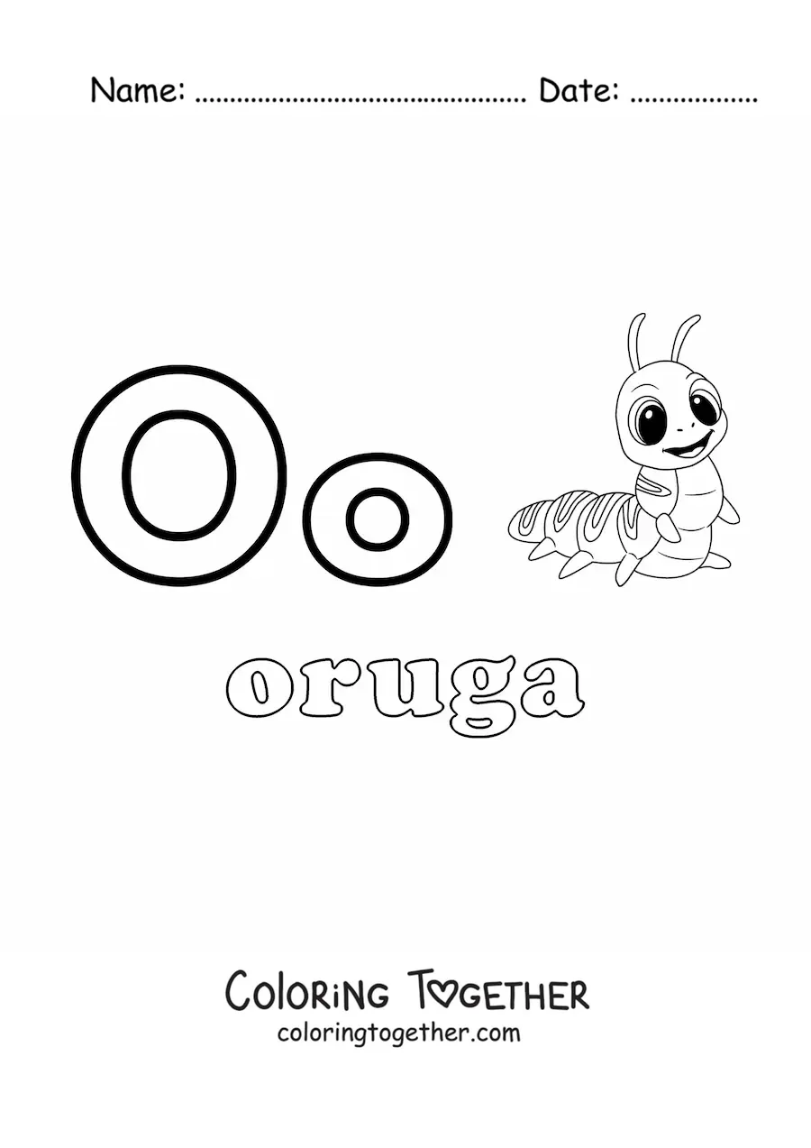 Coloring page of O is for caterpillar
