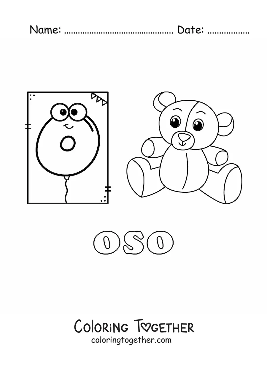 Coloring page of O is for bear