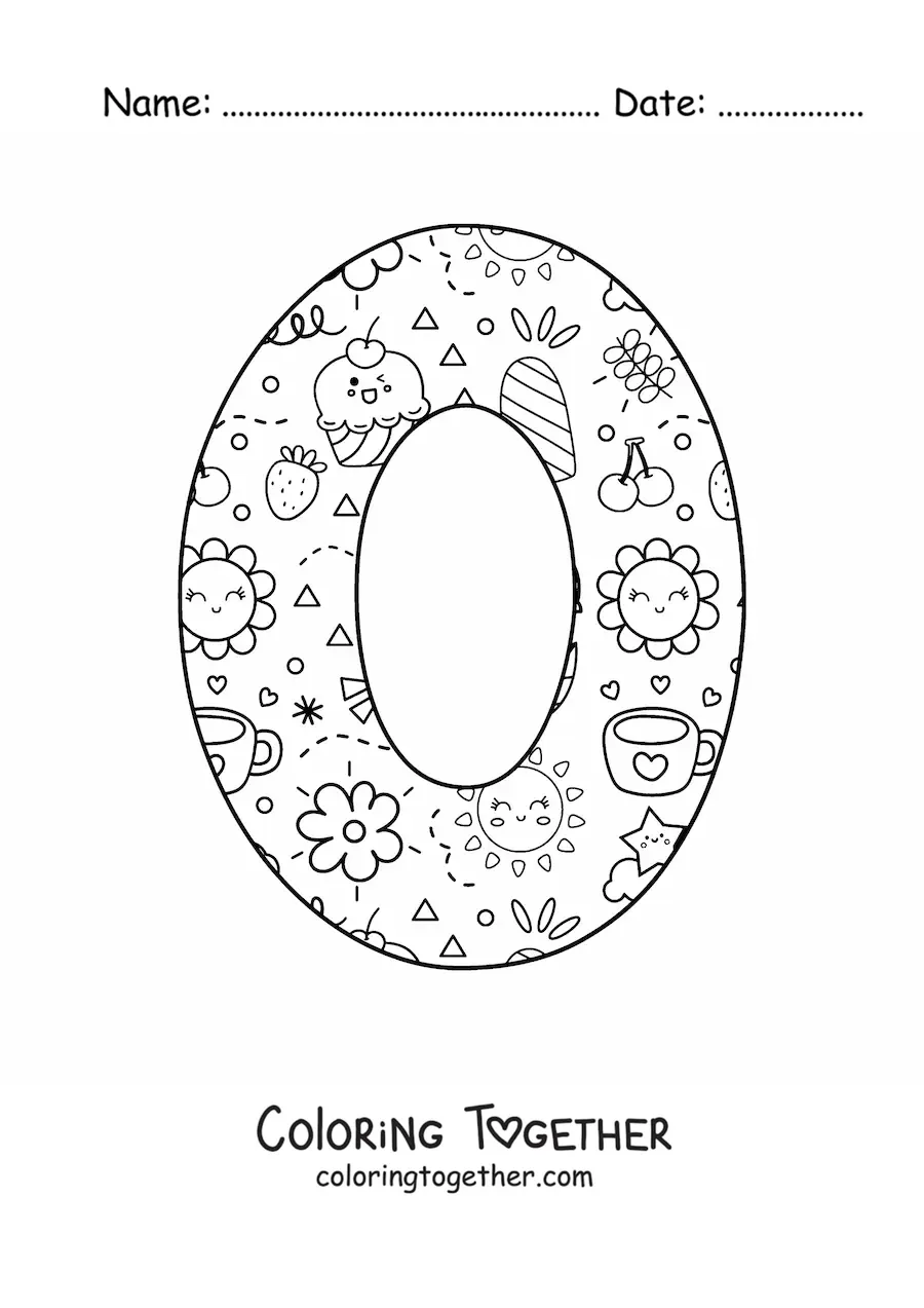 Coloring page of the cartoon letter O