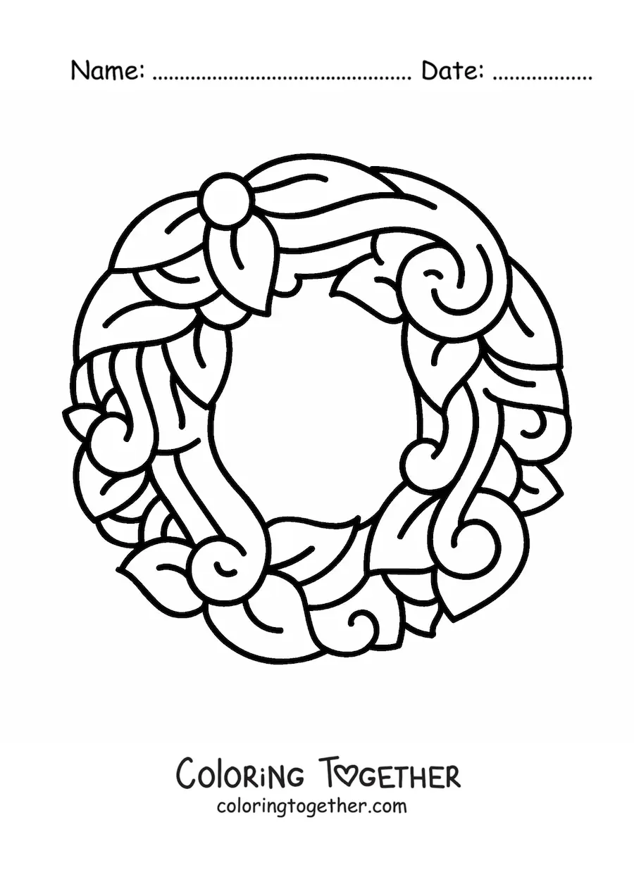Coloring page of a decorated uppercase letter O