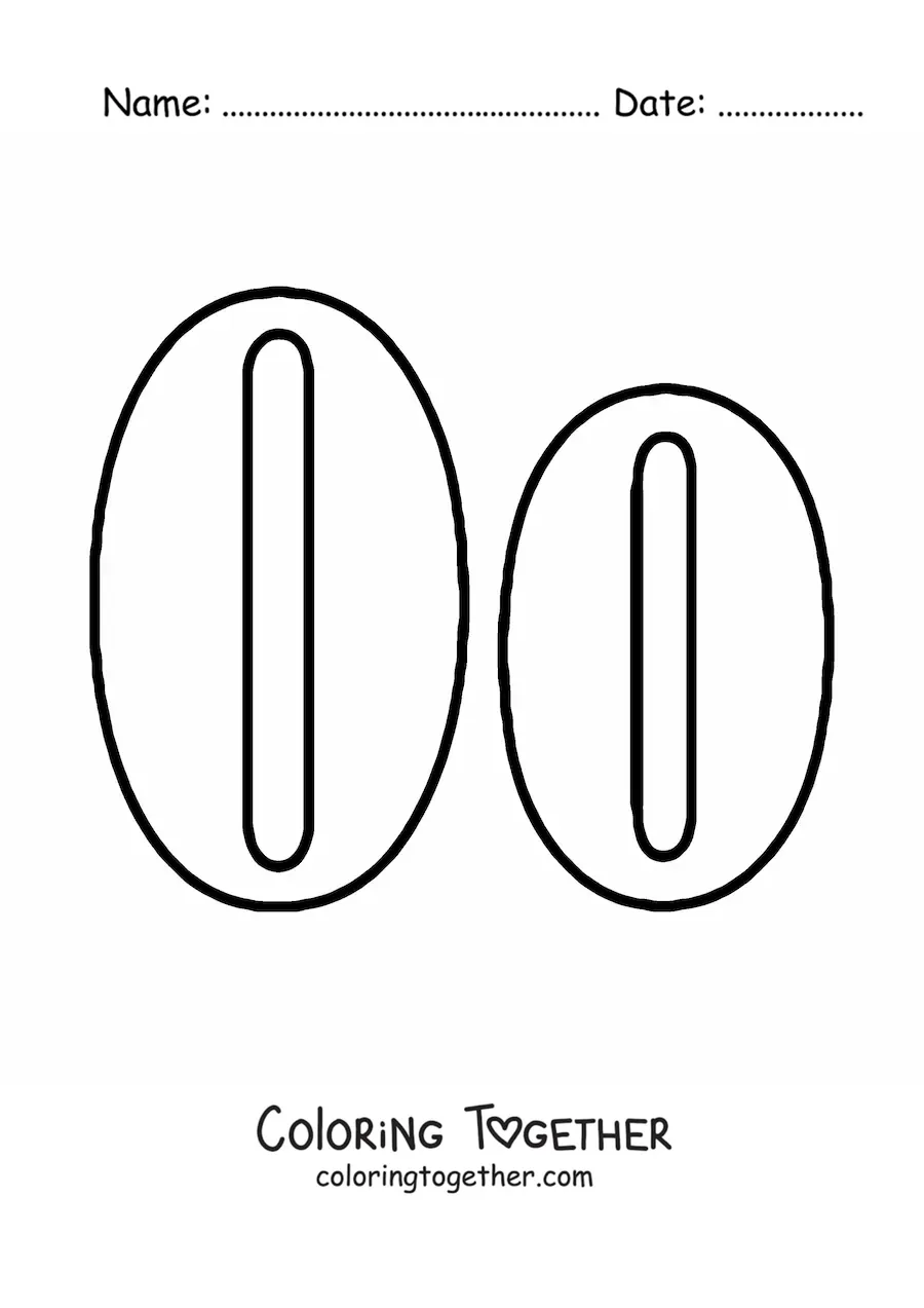 Coloring page of a large uppercase and lowercase letter O