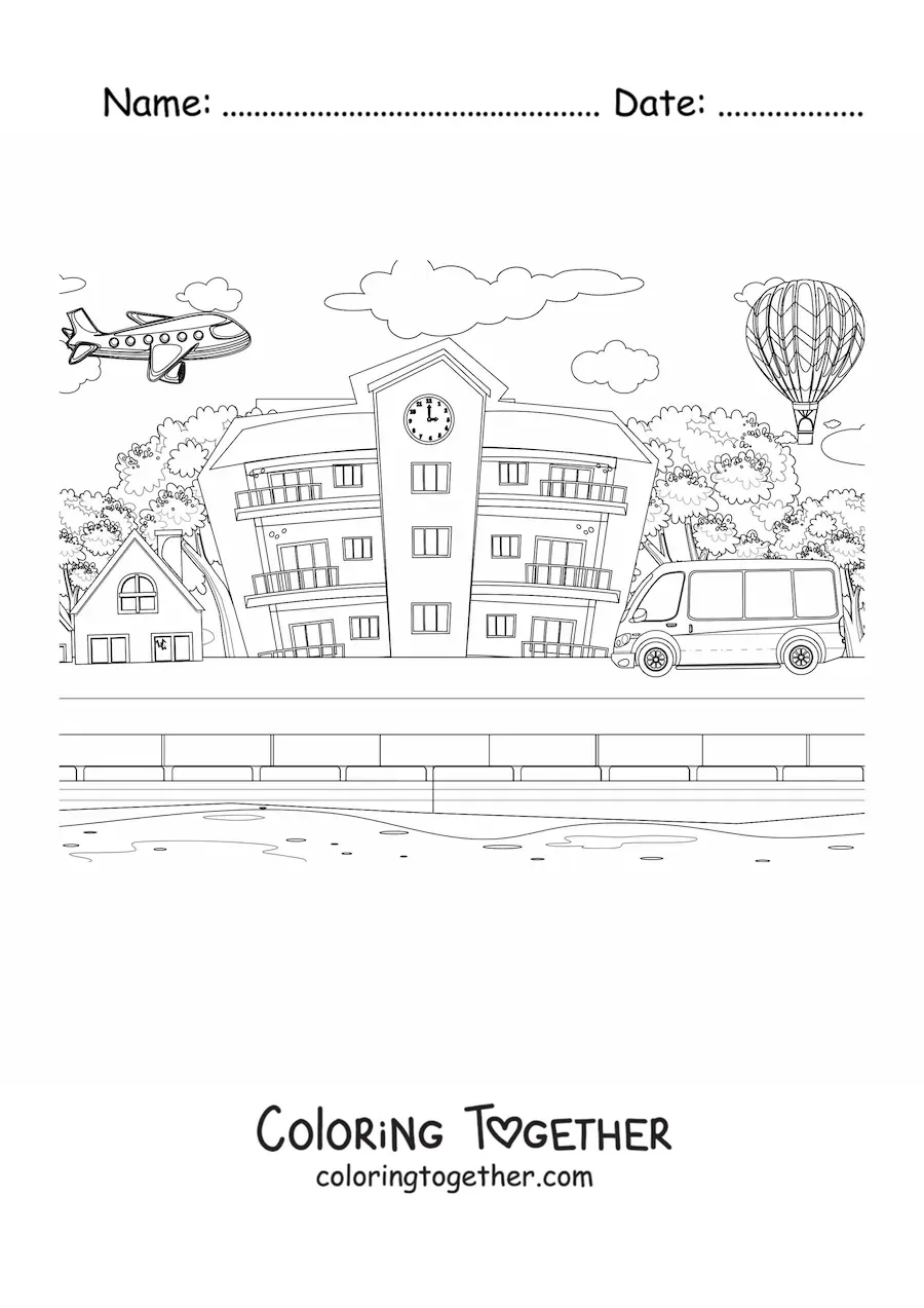 Coloring page of a school bus