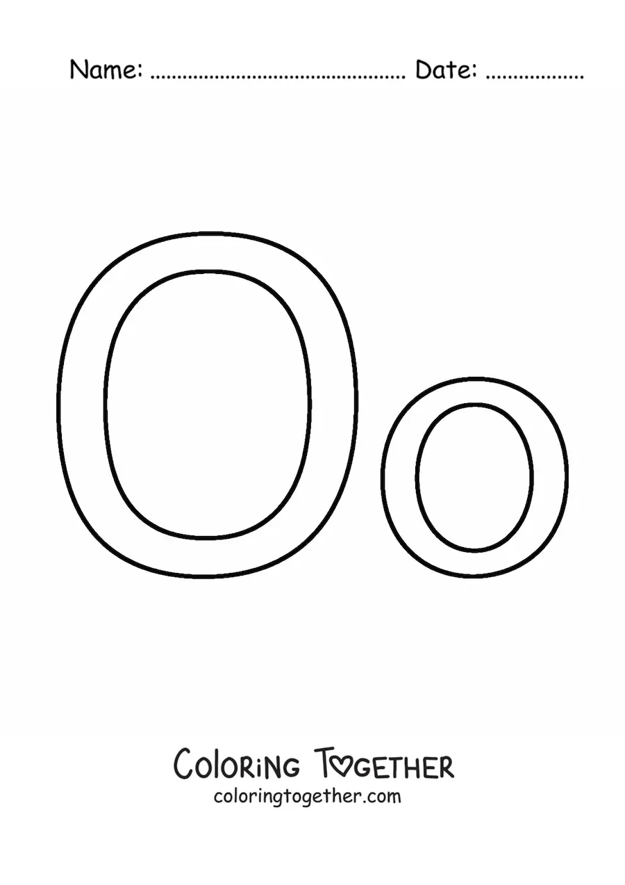 Coloring page of an easy uppercase and lowercase letter O
