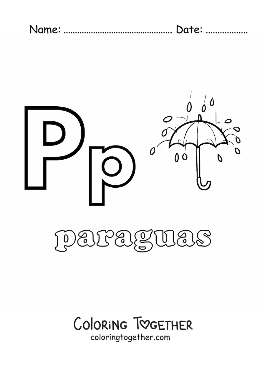 Coloring page of P is for umbrella