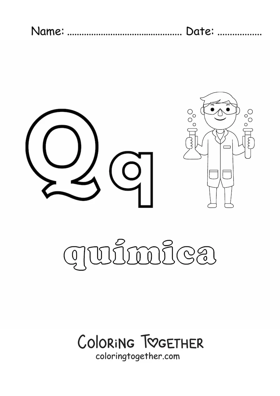 Coloring page of Q is for cherub