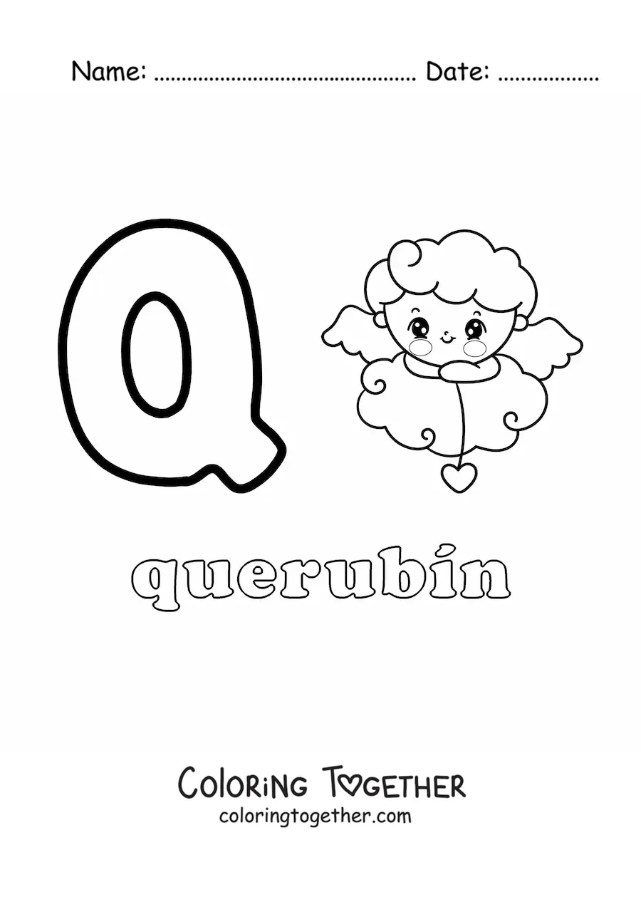 Coloring page of Q is for chemistry