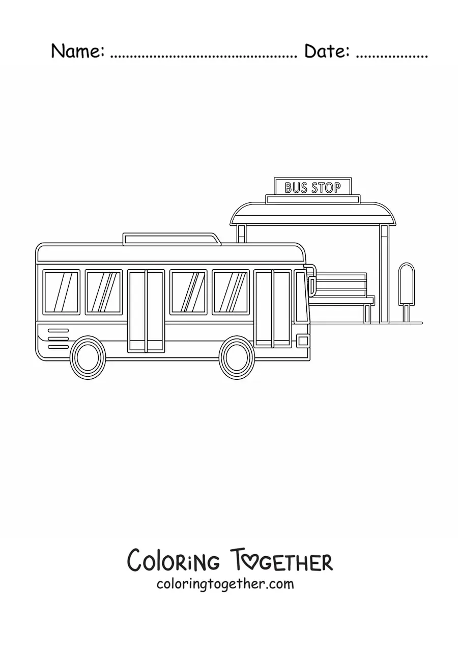 Coloring page of a bus stop
