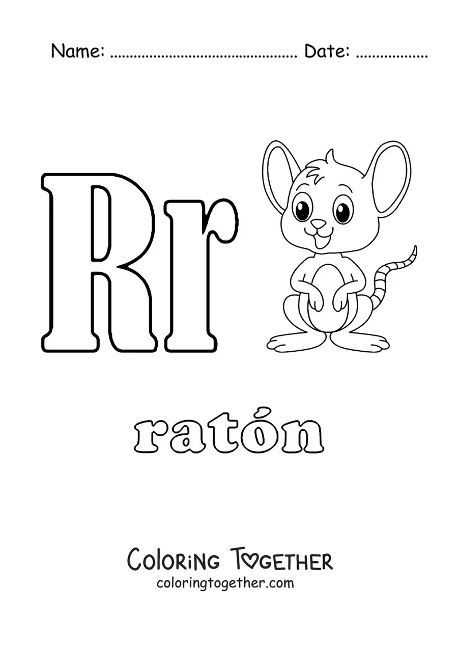 Coloring page of R for mouse