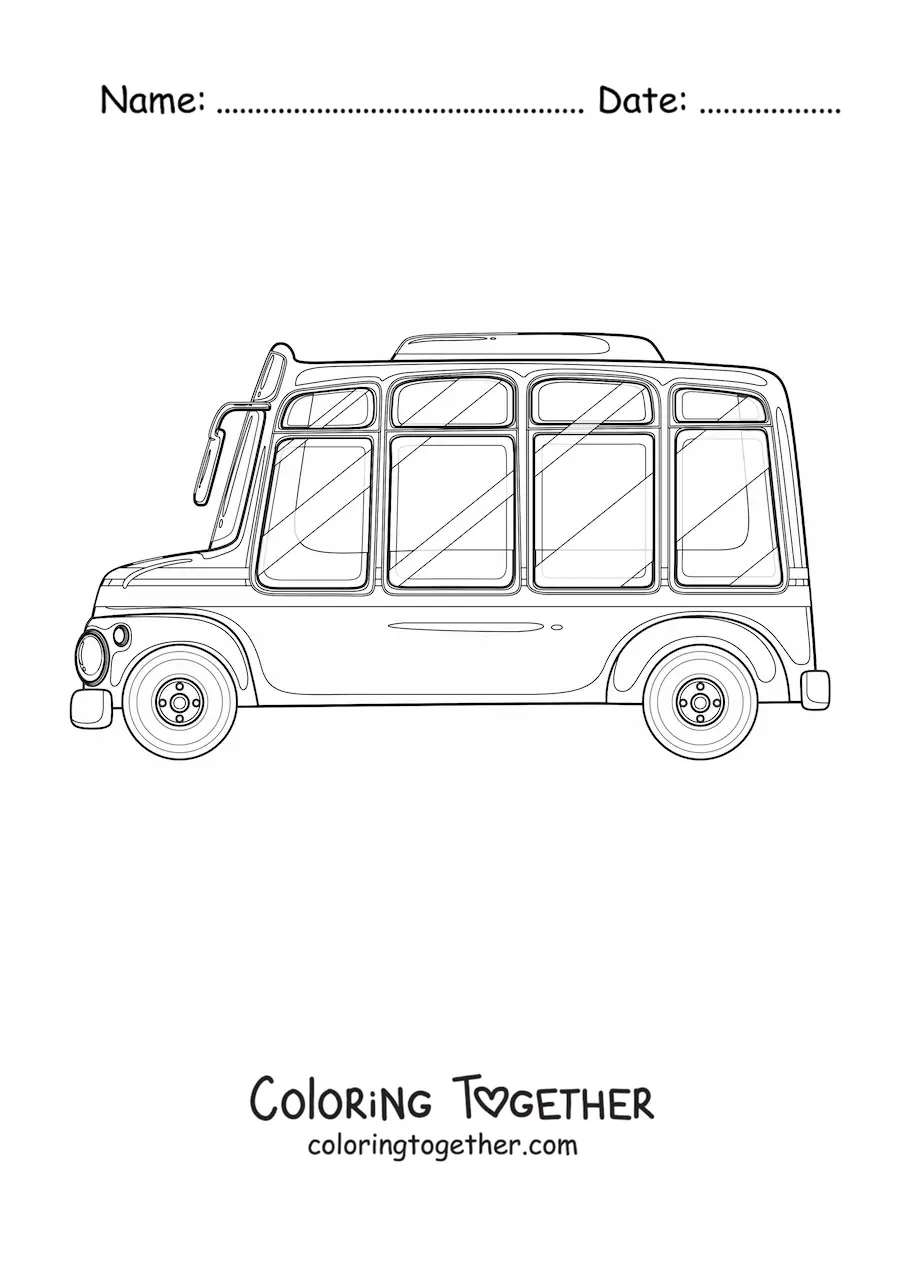 Coloring page of a small bus