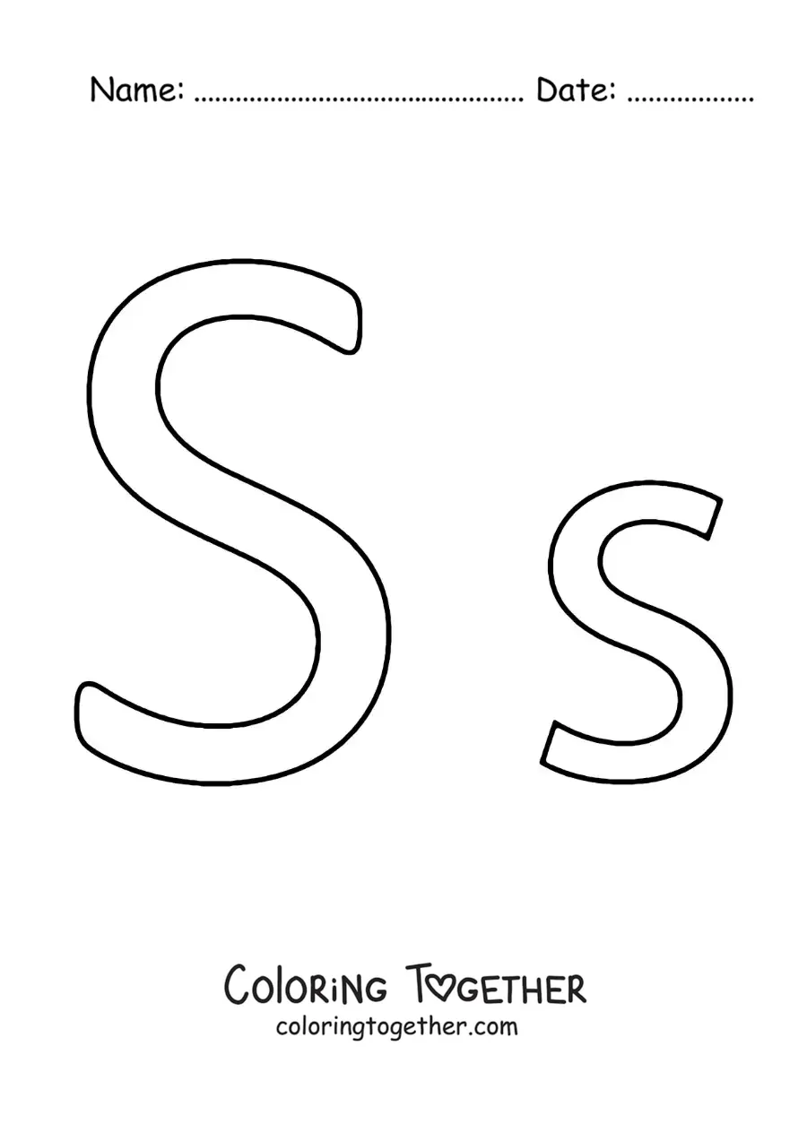 Coloring page of an easy uppercase and lowercase letter S