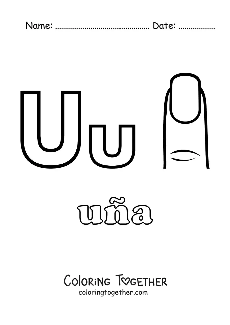 Coloring page of U for nails