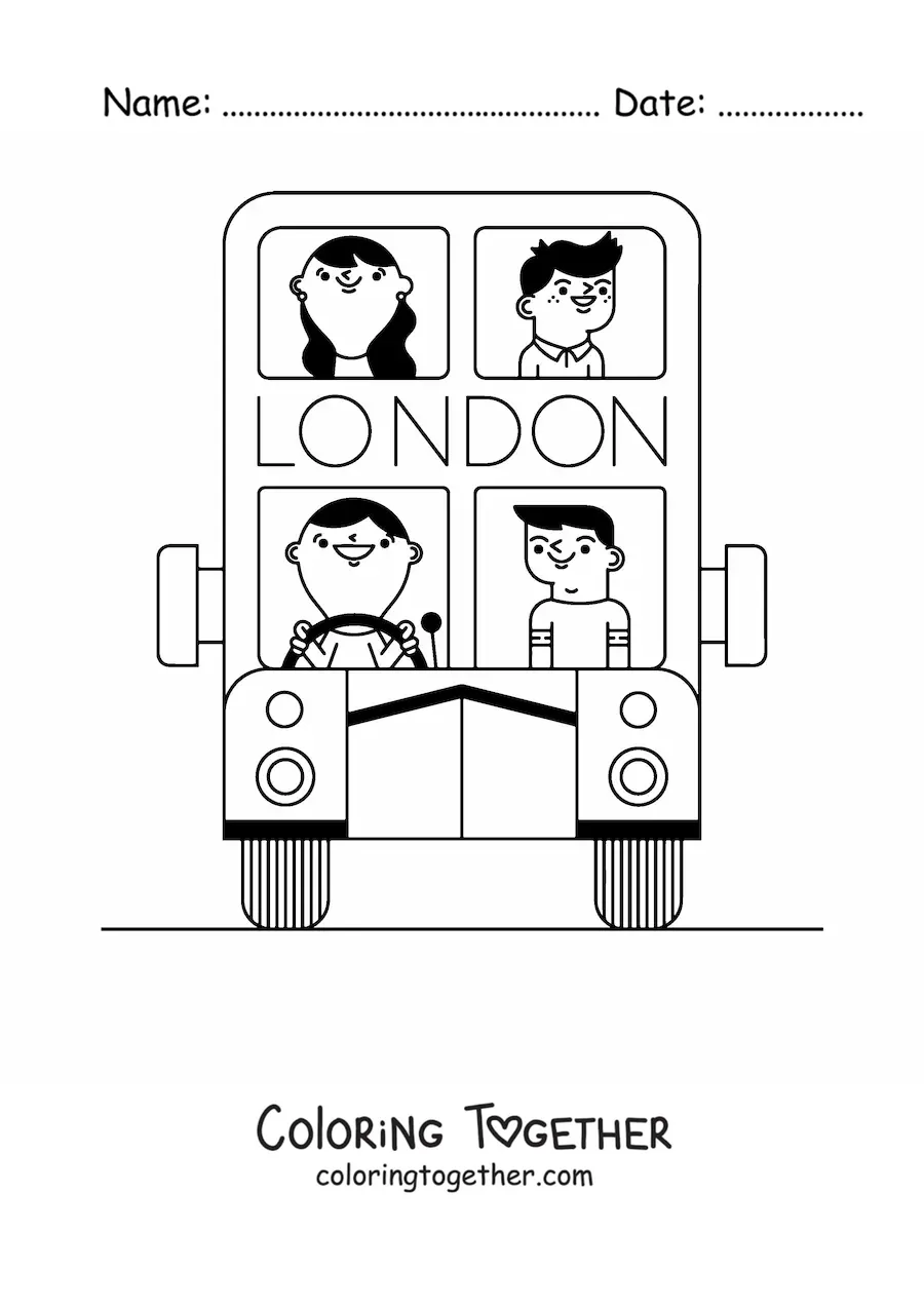 Coloring page of a London bus
