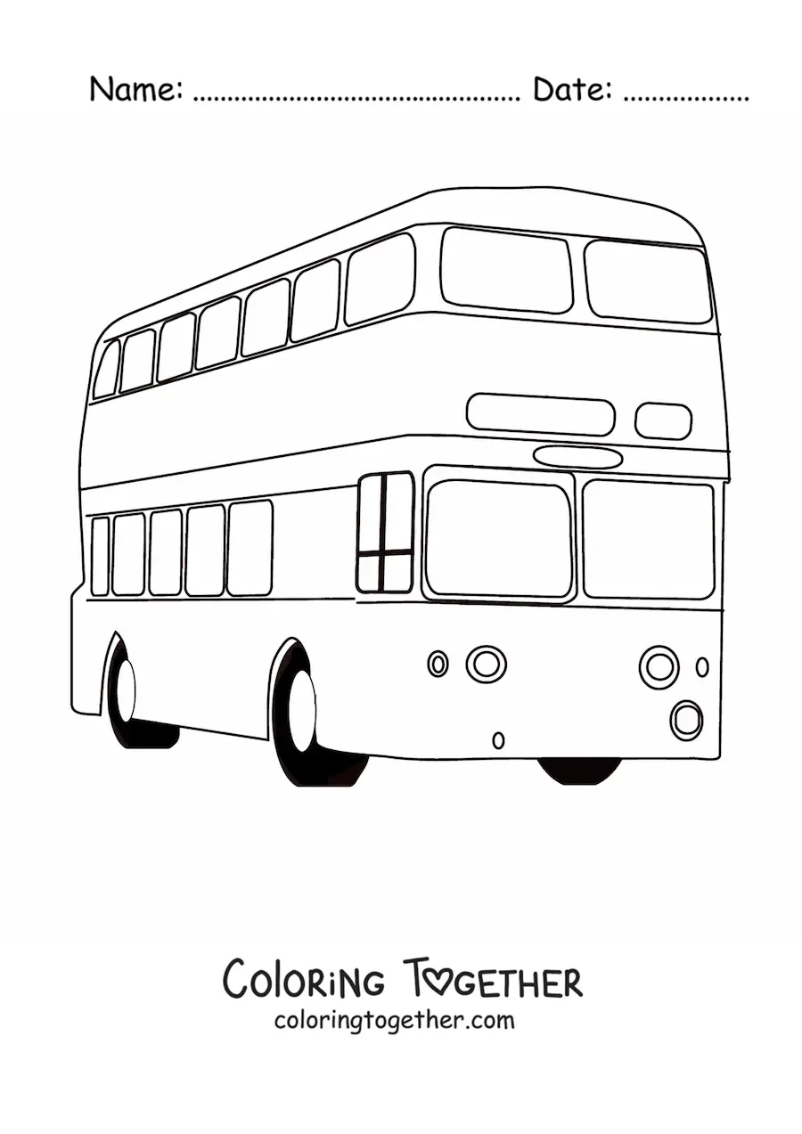 Coloring page of a double-decker bus